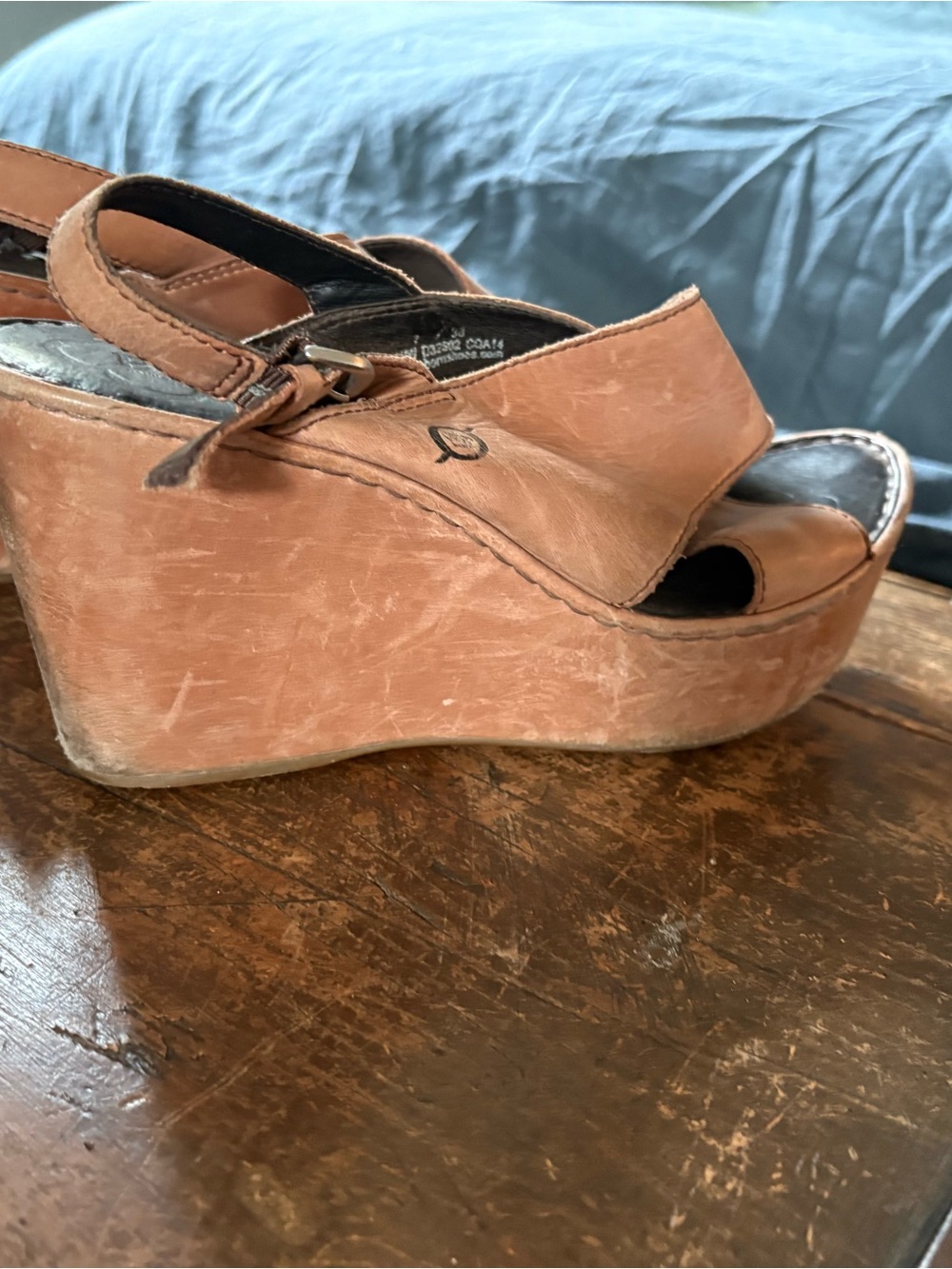 Born Tan Leather Wedge sandals - Picture 3 of 6
